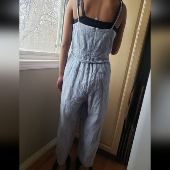 Forever New 100 Linen Womens Light Blue Jumpsuit Size 8 - Picture 9 of 9